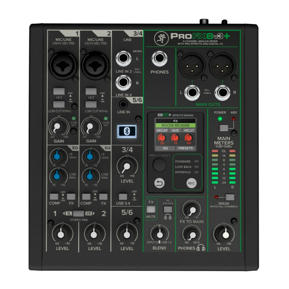 Mackie ProFX6v3 Plus 6 Channel Bluetooth Black Analog Mixer with Enhanced FX
