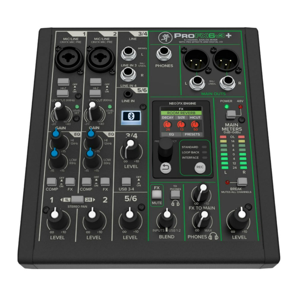 Mackie ProFX6v3 Plus 6 Channel Bluetooth Black Analog Mixer with Enhanced FX