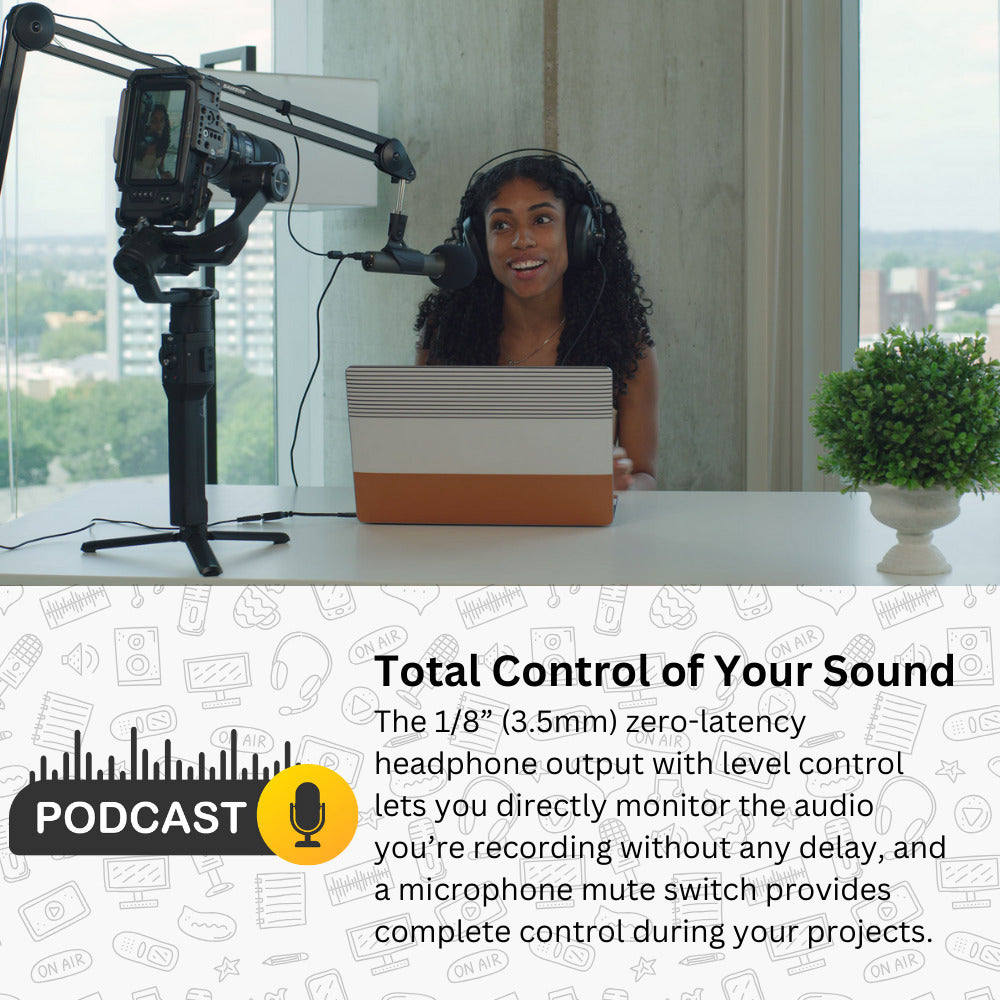 Samson Q2U USB and XLR Handheld Pink Dynamic Microphone and Headphones Bundle