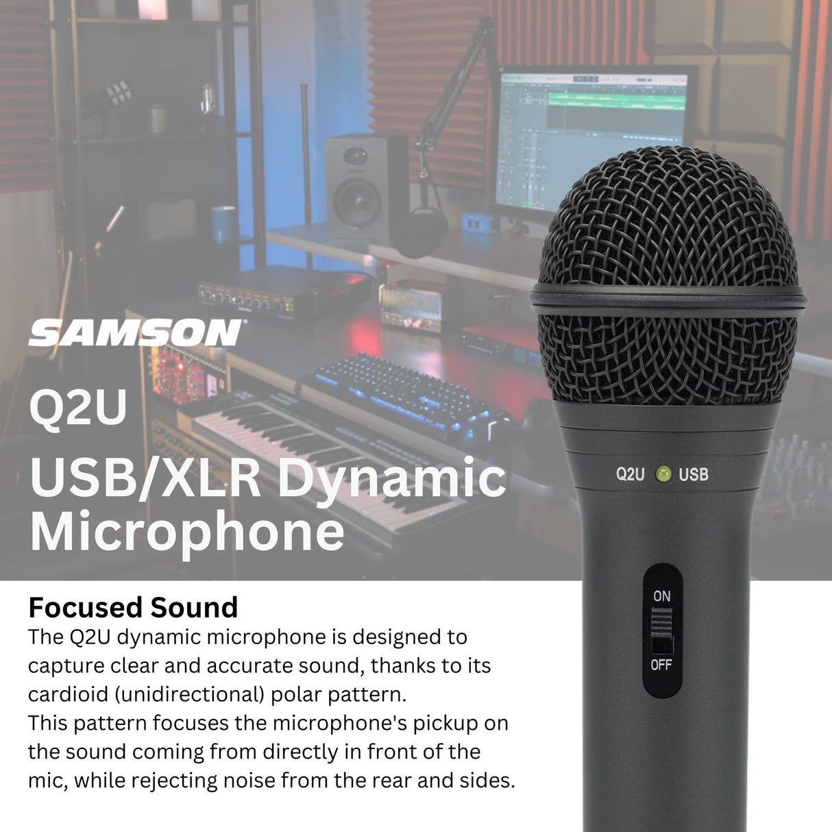 Samson Q2U USB Microphone Recording and Podcasting Pack and Shock Mount Bundle