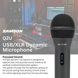 Samson Q2U USB Microphone Recording and Podcasting Pack and Shock Mount Bundle