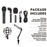 Samson Q2U USB Microphone Recording and Podcasting Pack and Shock Mount Bundle