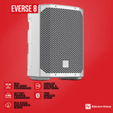 Electro Voice EVERSE 8 8 Inch Battery Powered White 2 Pack Loudspeaker Bundle