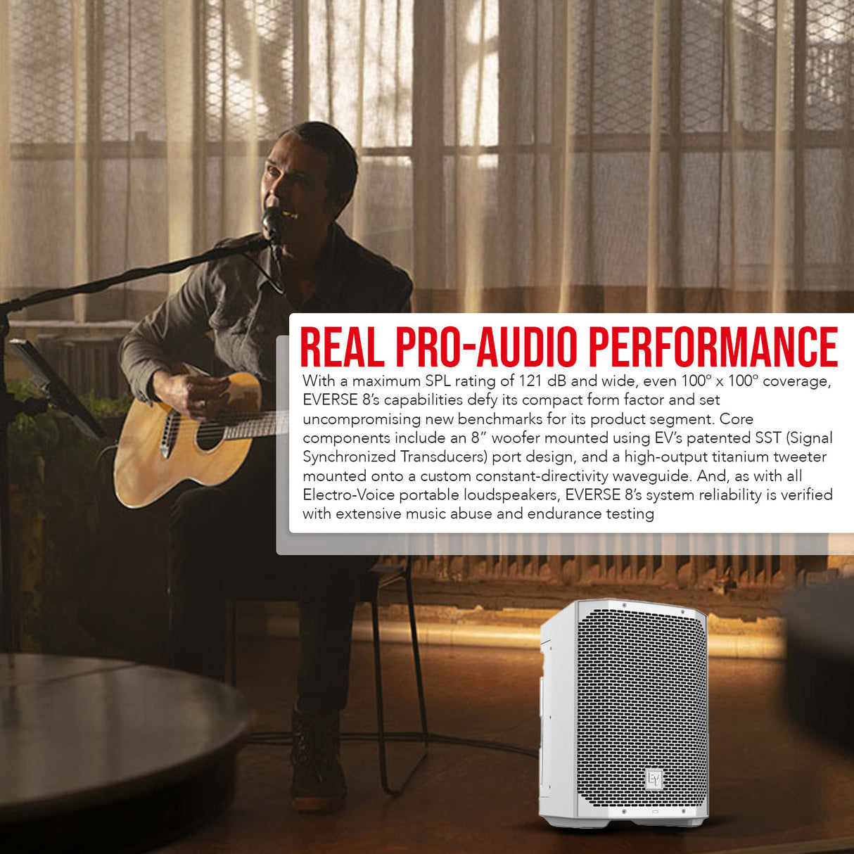 Electro Voice EVERSE 8 8 Inch Battery Powered White 2 Pack Loudspeaker Bundle