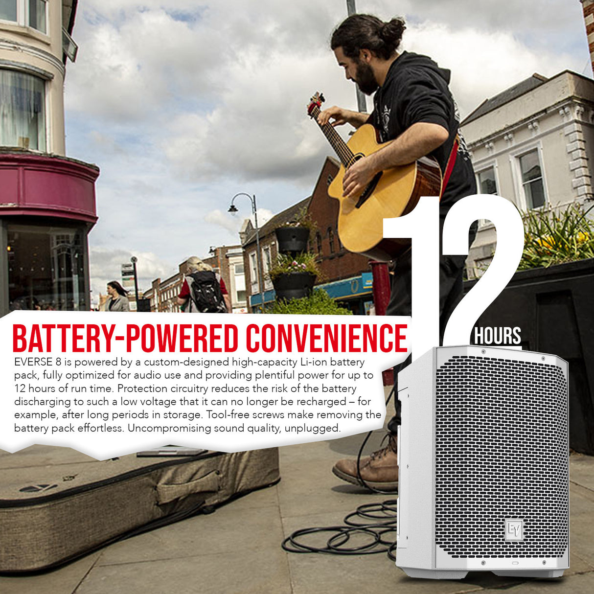 Electro Voice EVERSE 8 8 Inch Battery Powered White 2 Pack Loudspeaker Bundle