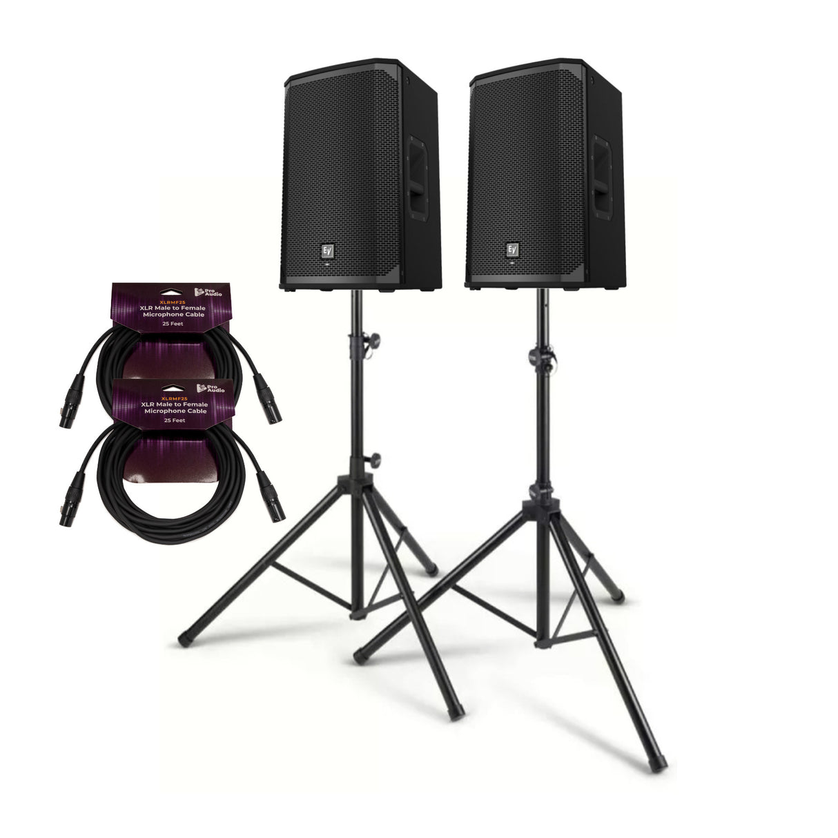 Electro Voice EKX 12P 12 Inch 1500W Powered 2 Pack Black Loudspeaker Bundle