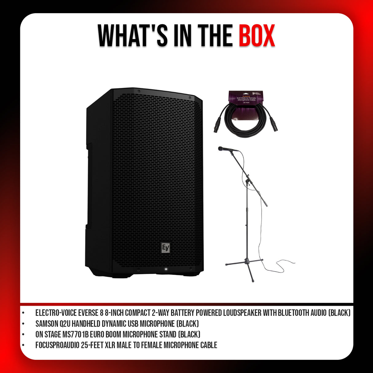 Electro-Voice EVERSE 8 8 Inch 2 Way Black Loudspeaker with USB Microphone Bundle