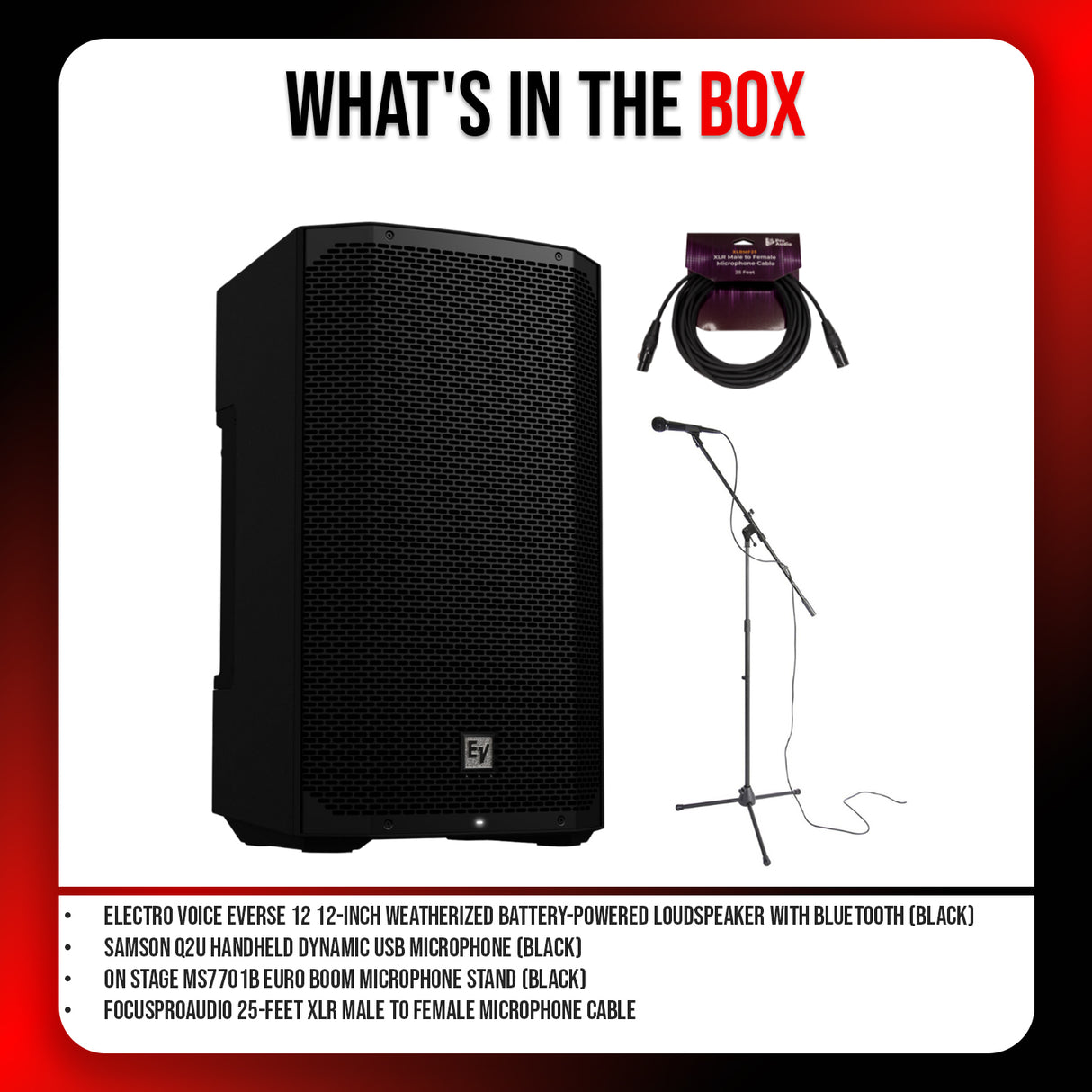 Electro-Voice EVERSE 12 12 Inch Battery Powered Black Loudspeaker Bundle