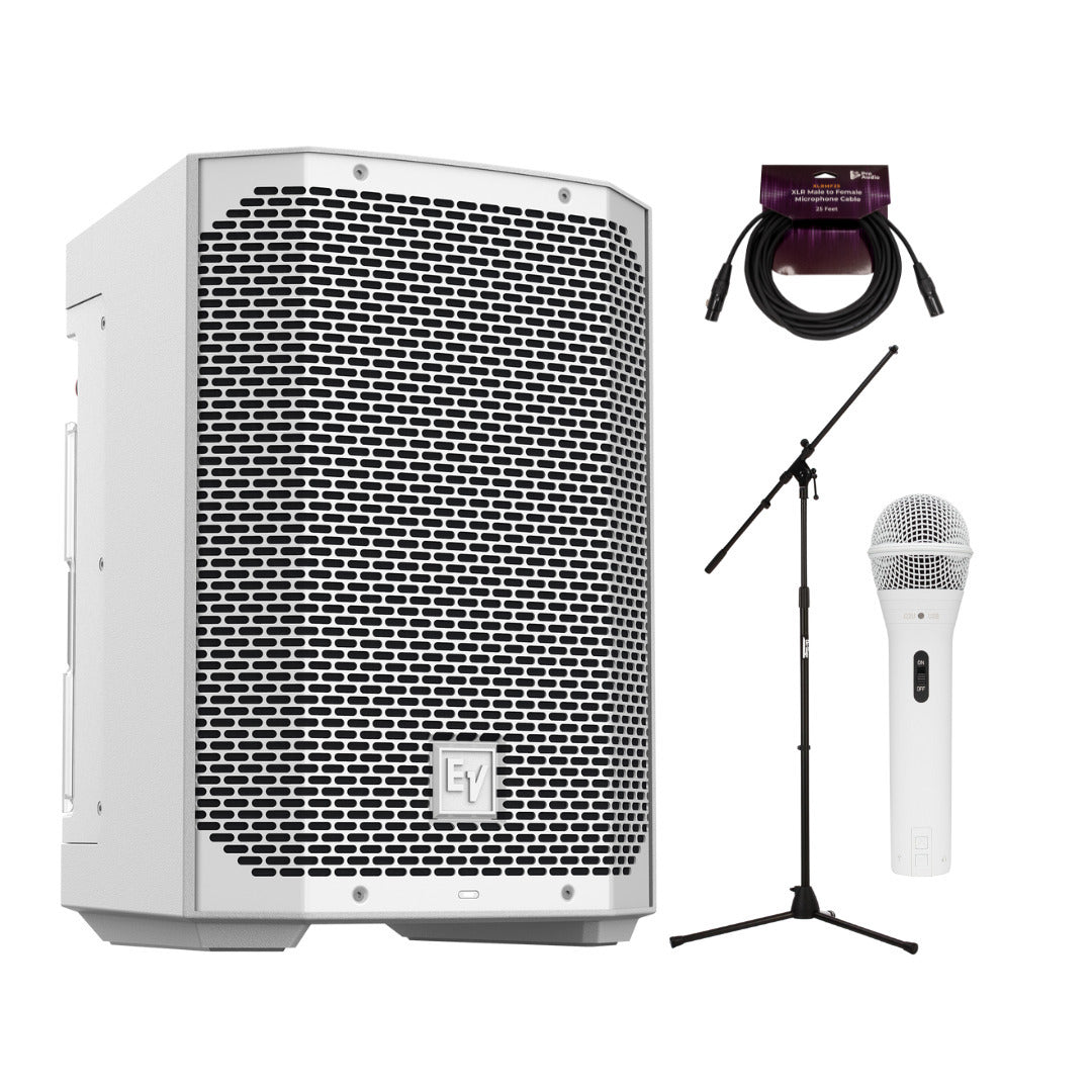 Electro-Voice EVERSE 8 8 Inch 2 Way Battery Powered White Loudspeaker Bundle