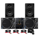 Pioneer DJ PLX 1000 Direct Drive 2 Pack Analog Turntable and DJ Mixer Bundle