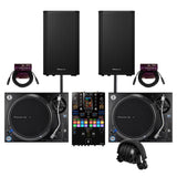 Pioneer DJ PLX 1000 2 Pack Analog Turntable and Mixer for Serato DJ Bundle