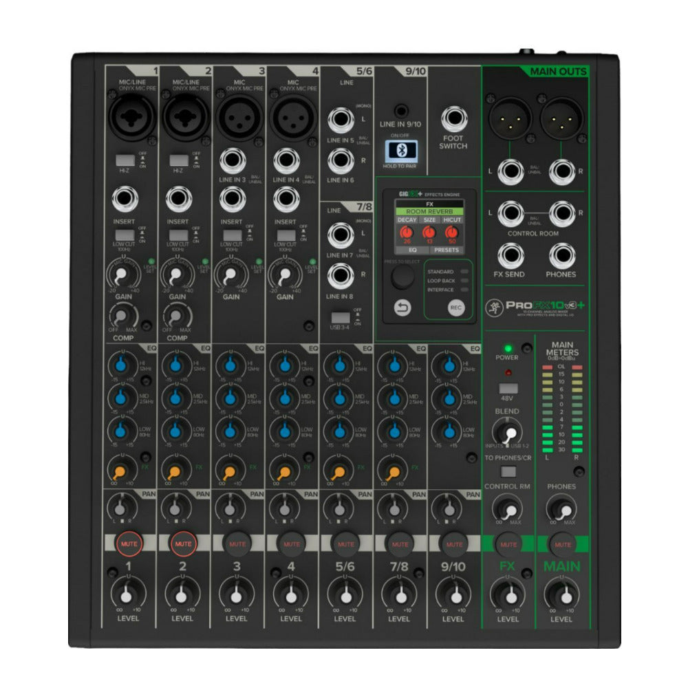 Mackie ProFX10v3 Plus 10 Channel Bluetooth Black Analog Mixer with Enhanced