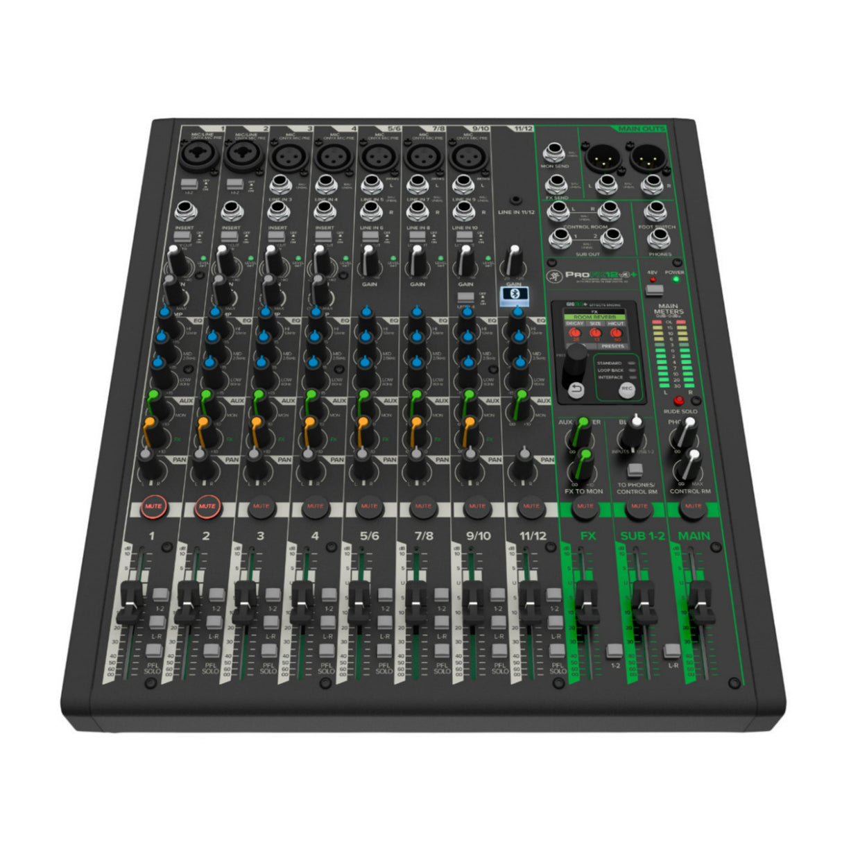 Mackie ProFX12v3 Plus 12 Channel Bluetooth Black Analog Mixer with Enhanced FX