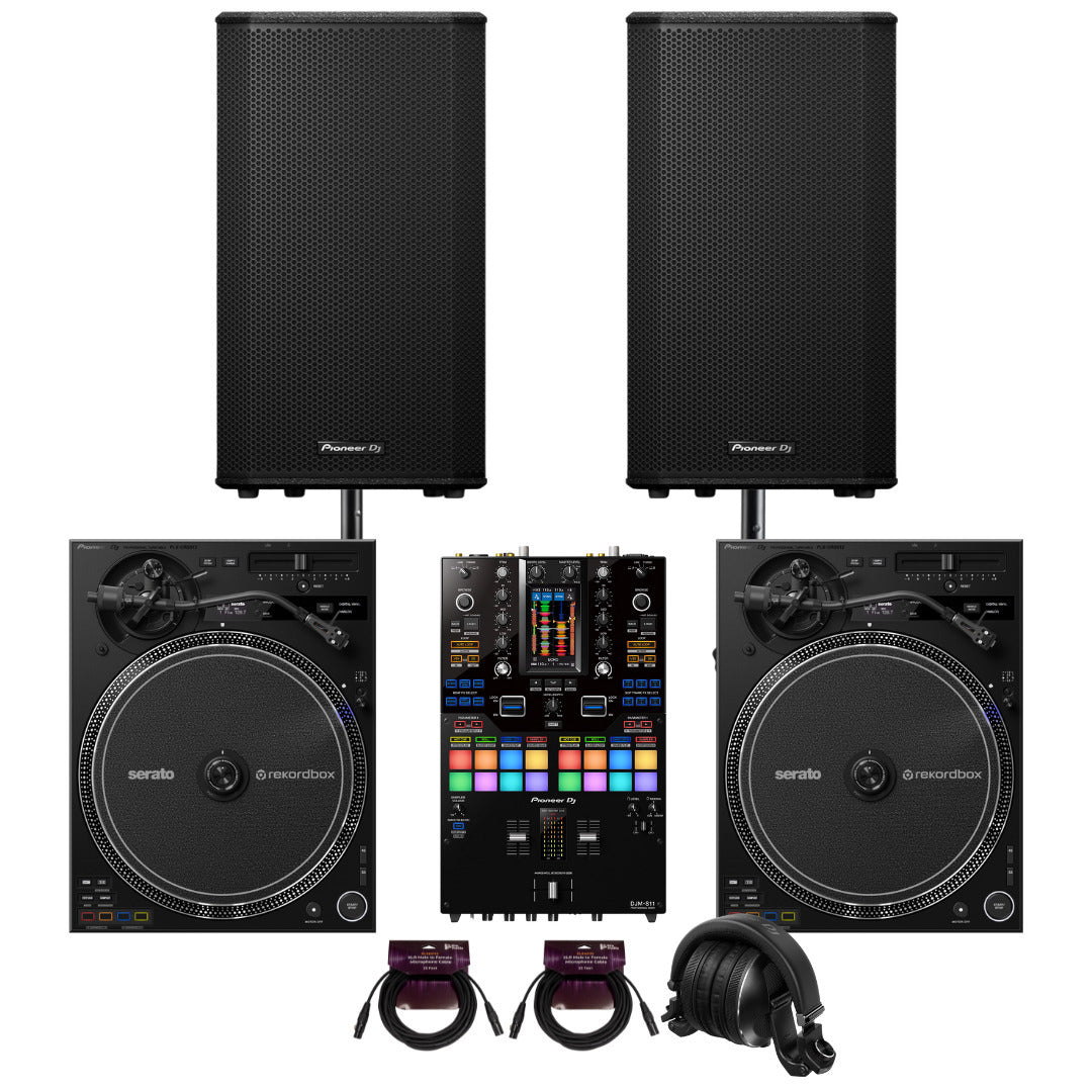Pioneer DJ PLX CRSS12 Professional Direct Drive Black Turntable 2 Pack Bundle