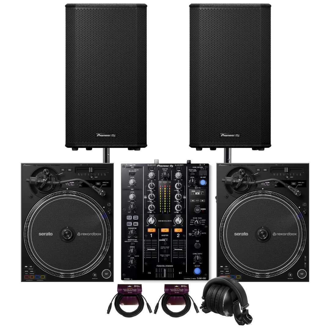 Pioneer DJ PLX CRSS12 Professional Direct Drive Black Turntable 2 Pack Bundle