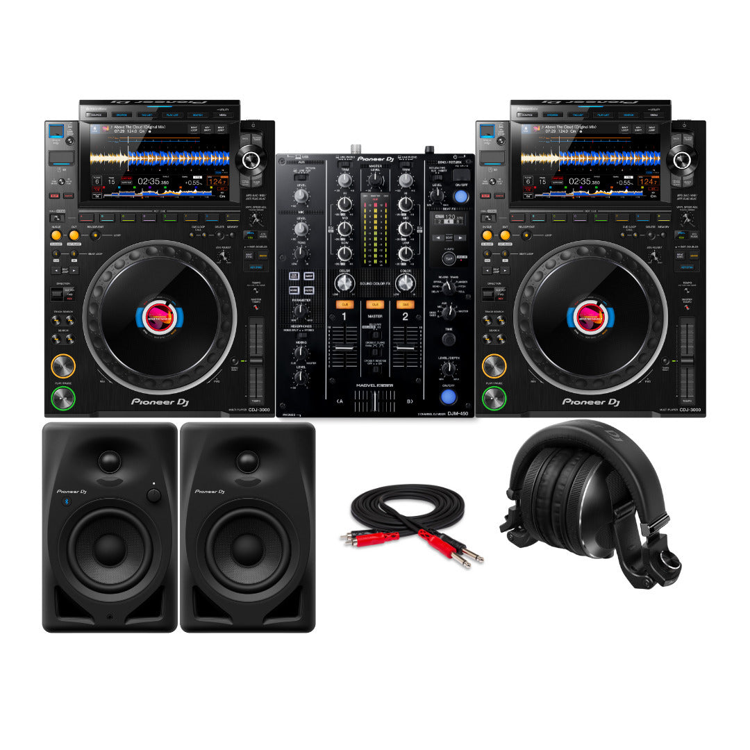Pioneer DJ CDJ 3000 Professional Black DJ Multi Player 2 Pack with Mixer Bundle
