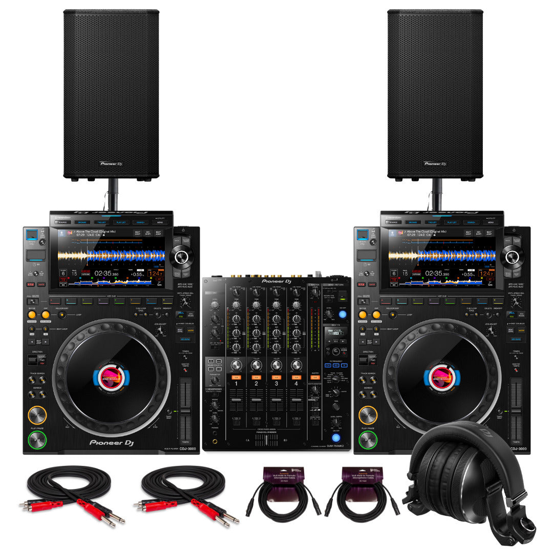 Pioneer DJ CDJ 3000 Professional DJ Black Multi Player 2 Pack with Mixer Bundle