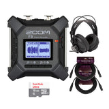 Zoom F3 MultiTrack Handheld Field Recorder with Headphones and Accessory Bundle