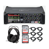 Zoom F8n Pro MultiTrack Field Recorder with Closed-Back Headphones and Accessory Bundle