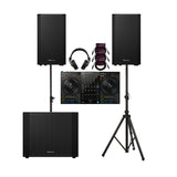 Pioneer DJ DDJ FLX10 4 Deck Black DJ Controller with Subwoofer Bundle