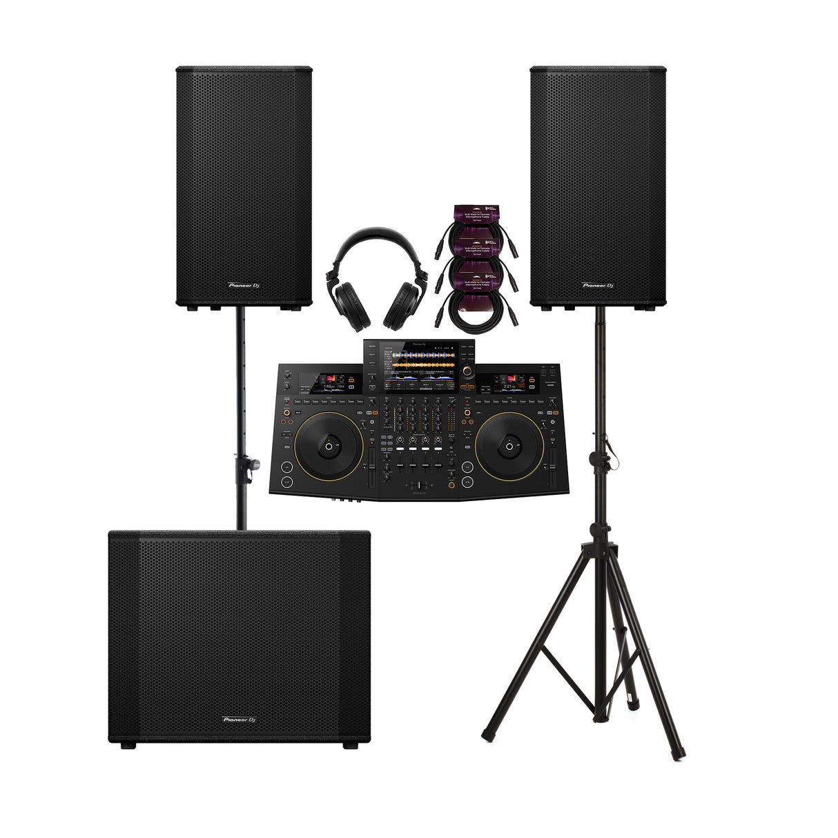 Pioneer DJ OPUS QUAD 4 Deck and 4 Channel Professional Black DJ System Bundle