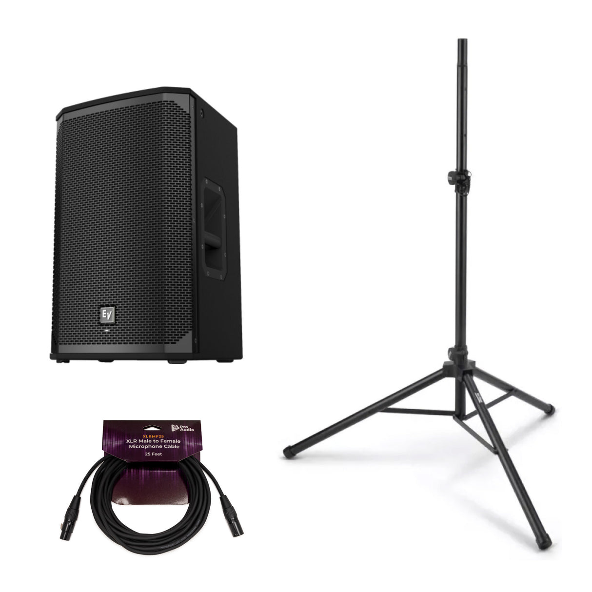 Electro-Voice EKX 12P 12 Inch 2 Way 1500W Powered Black Loudspeaker Bundle