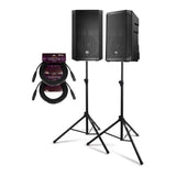 Electro Voice ELX200 10P Black 2 Pack Powered Loudspeaker and Stand Bundle
