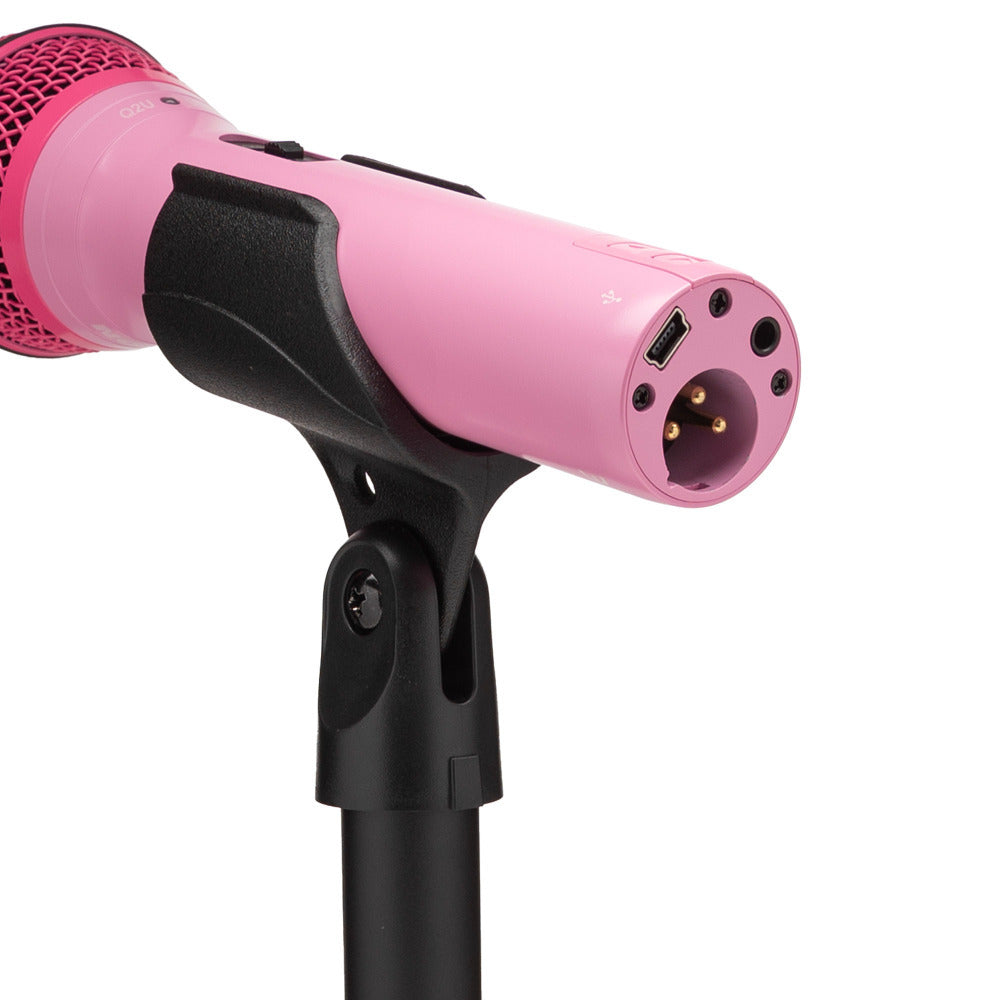 Samson Q2U USB and XLR Handheld Pink Dynamic Microphone and Shock Mount Bundle