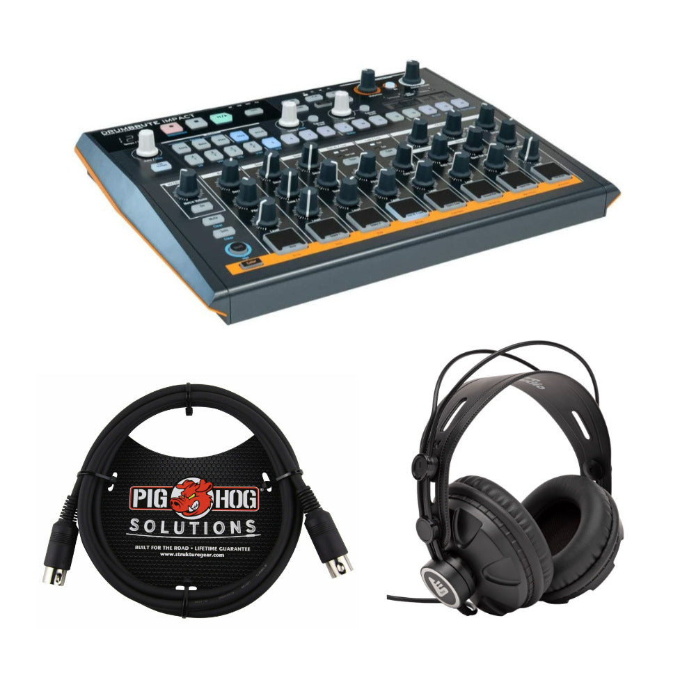 Arturia DrumBrute Impact Analog Drum Machine with Over-Ear Headphone and Cable