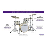 Yamaha SBP0F4HCLW Stage Custom Hip Classic White Acoustic Drum Set