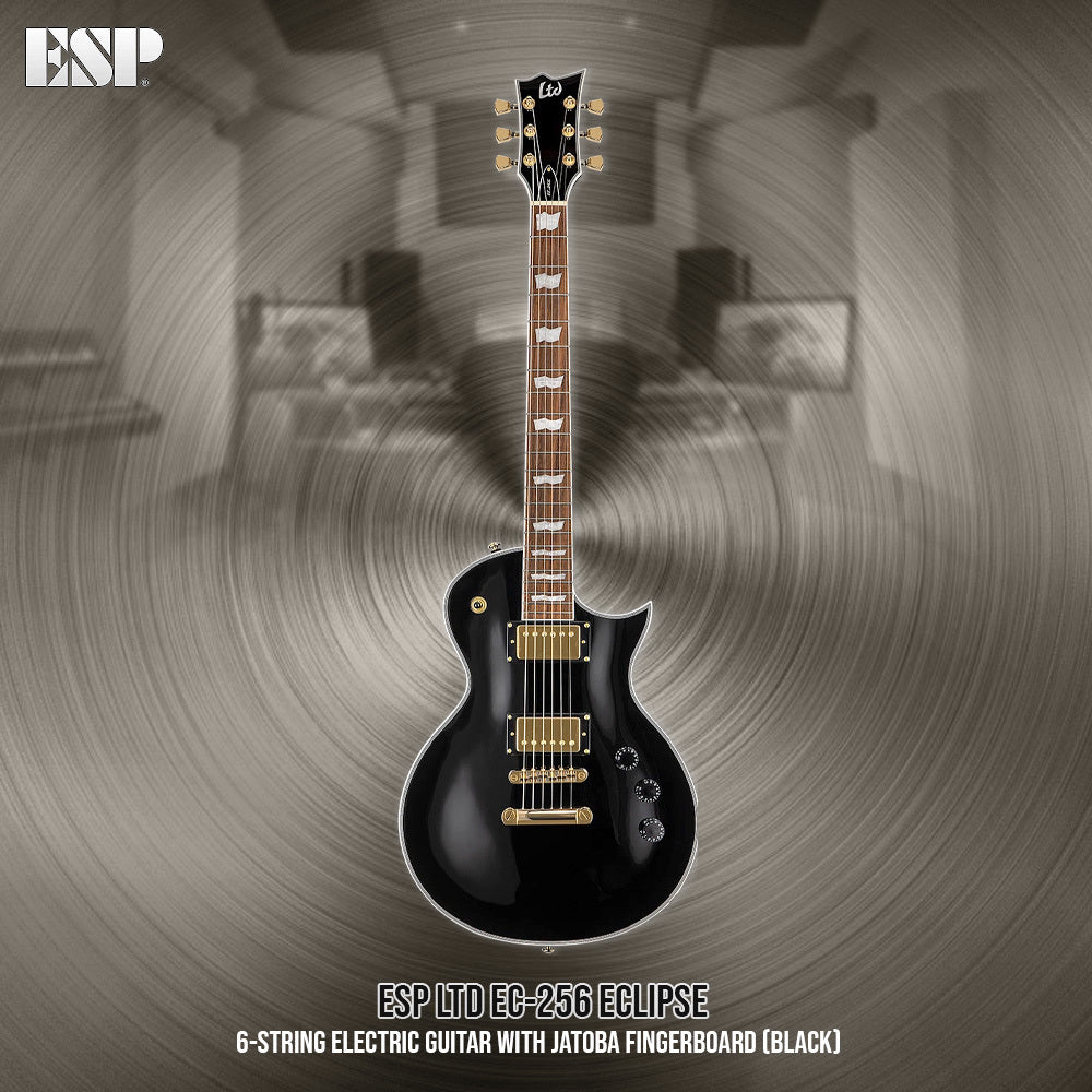 ESP LTD EC 256 Eclipse 6 String Black Electric Guitar with Mahogany Body Bundle