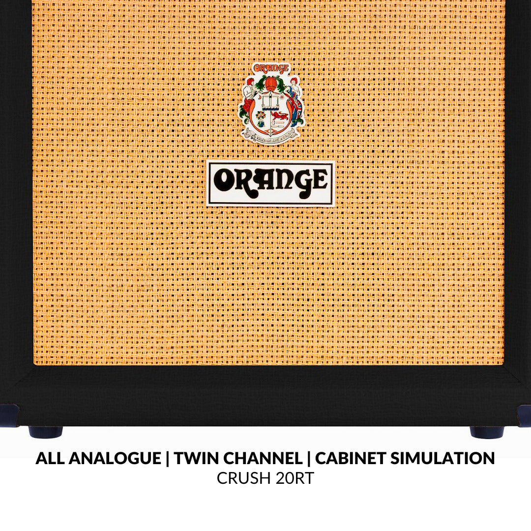 Orange Amps 20 Watt Black CRUSH 20 RT and 10 Feet TS Guitar Cable Bundle