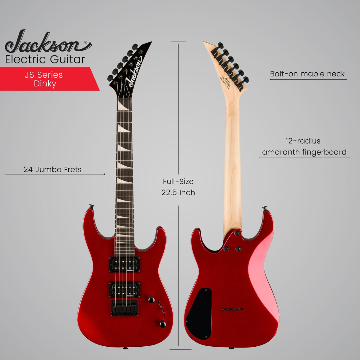 Jackson JS Series Dinky Minion JS1X 6 String Metallic Red Electric Guitar Bundle