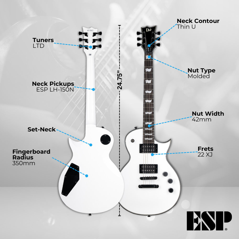 ESP LTD EC 256 Eclipse Snow White Electric Guitar with ESP Guitar Form Fit Case