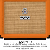 Orange Amplifiers Rocker 15 15W Combo Tube Guitar Amp with Guitar Cable Bundle