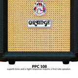 Orange Amplifiers PPC108 20W 1 x 8 Inch Black Speaker Guitar Cabinet Bundle