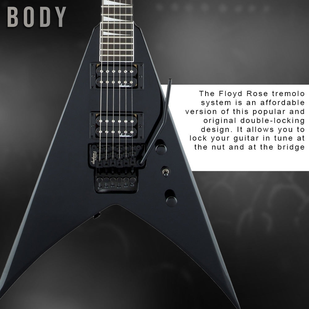 Jackson JS Series King V JSR2 6 String Gloss Black Electric Guitar Bundle