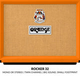 Orange Rocker 32 30W Combo Tube Guitar Amp with 10ft Guitar Cable (2 Items)