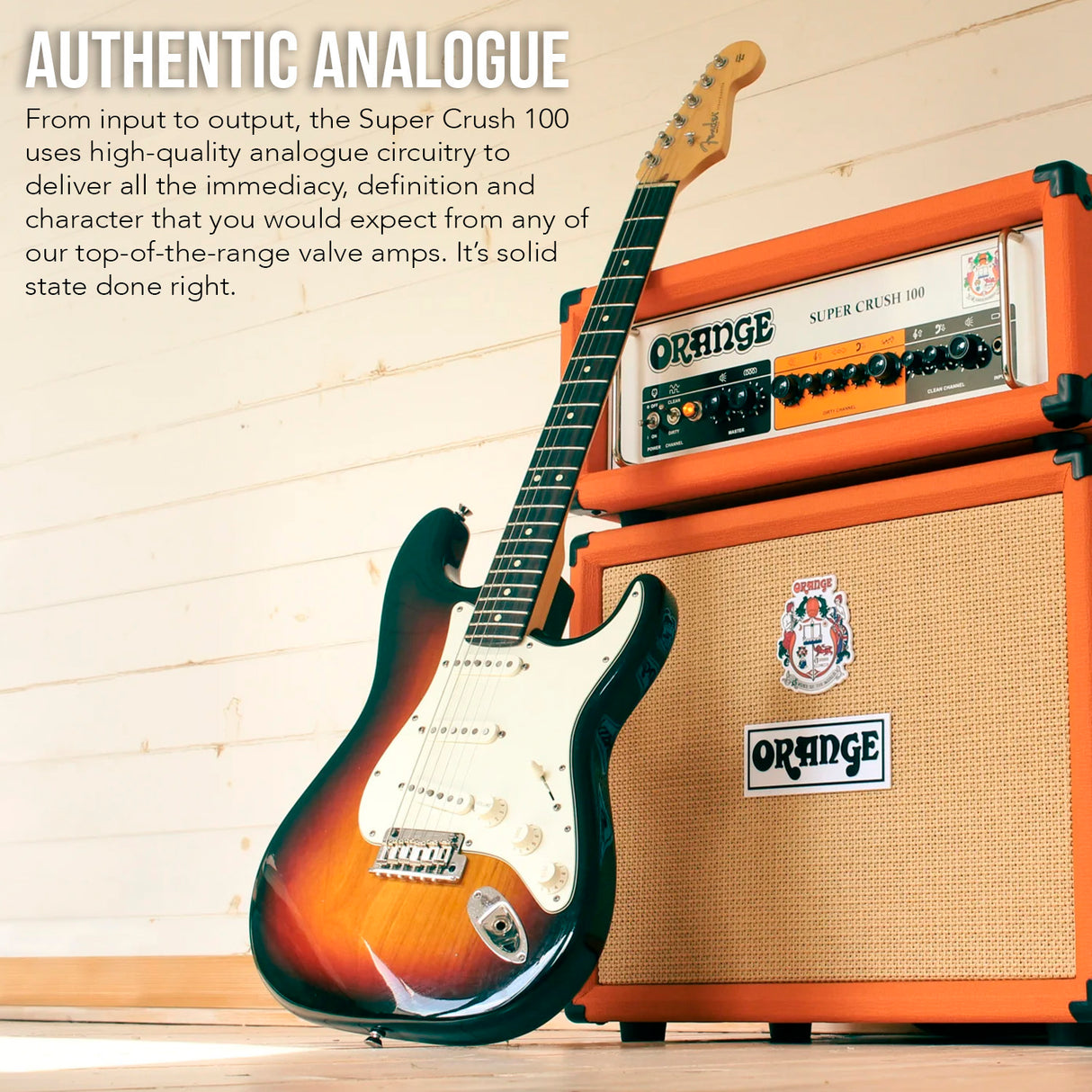 Orange Amps Super Crush 100W Guitar Amplifier Head Combo with Cable Bundle