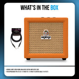 Orange Amps Crush Mini Analog Guitar Amplifier (3W) with 10 ft Instrument Cable