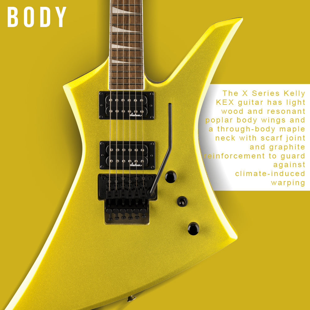 Jackson X Series Kelly KEX Lime Green Metallic Guitar and Black Gig Bag Bundle