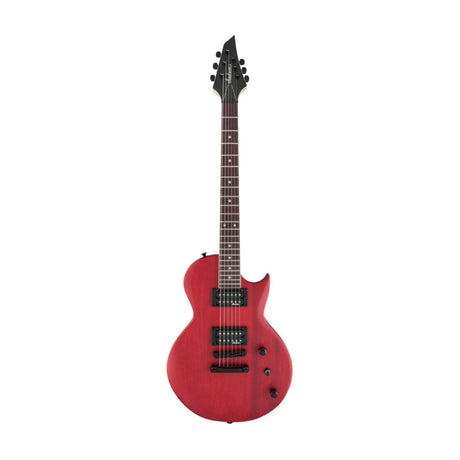 Red electric guitar on a white background