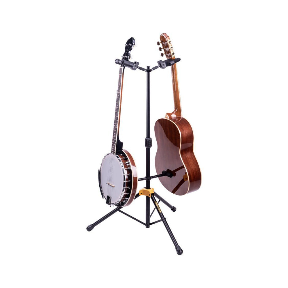 Hercules GS422B PLUS, Duo Guitar Stand, Foldable AutoGrip with Backrest (Black)