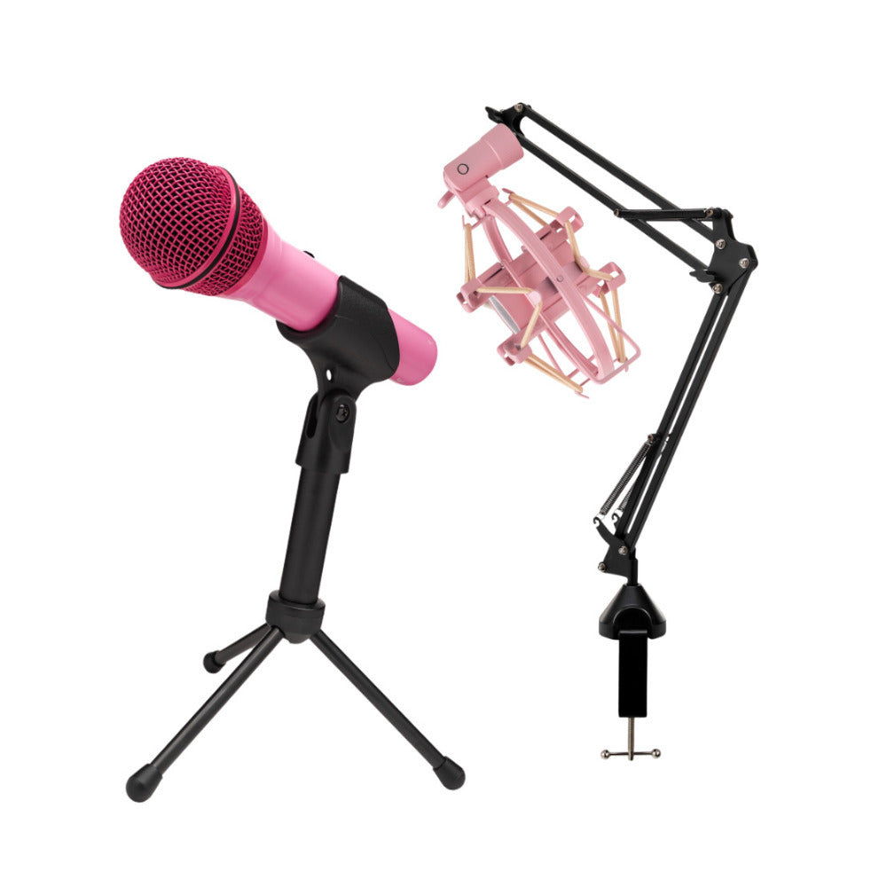 Samson Q2U USB and XLR Handheld Pink Dynamic Microphone and Shock Mount Bundle