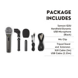 Samson Q2U Dynamic USB Mic with Shockmounts, Boom Arms, Pop Filters (3-pack)