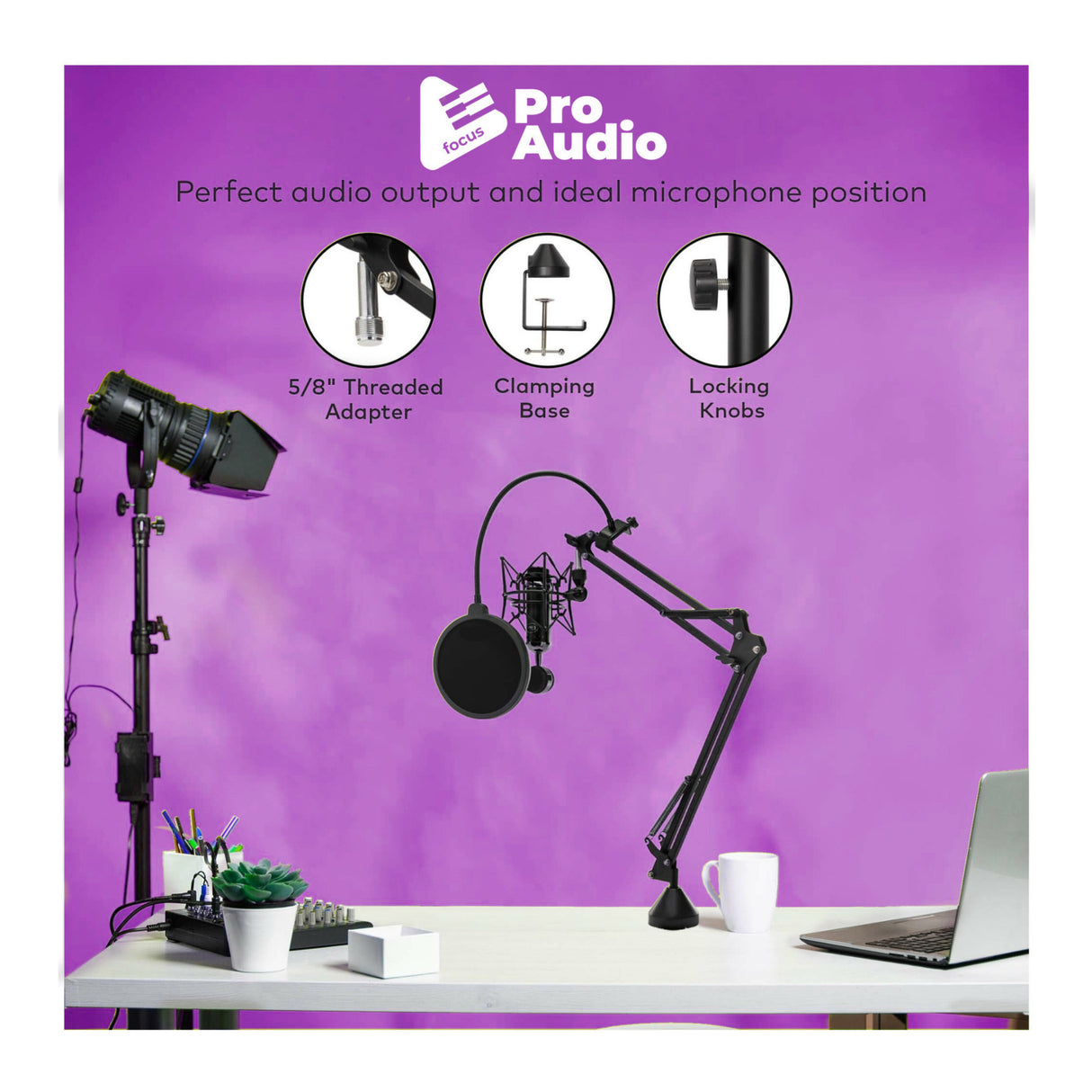 Samson Q2U Dynamic USB Mic with Shockmounts, Boom Arms, Pop Filters (3-pack)