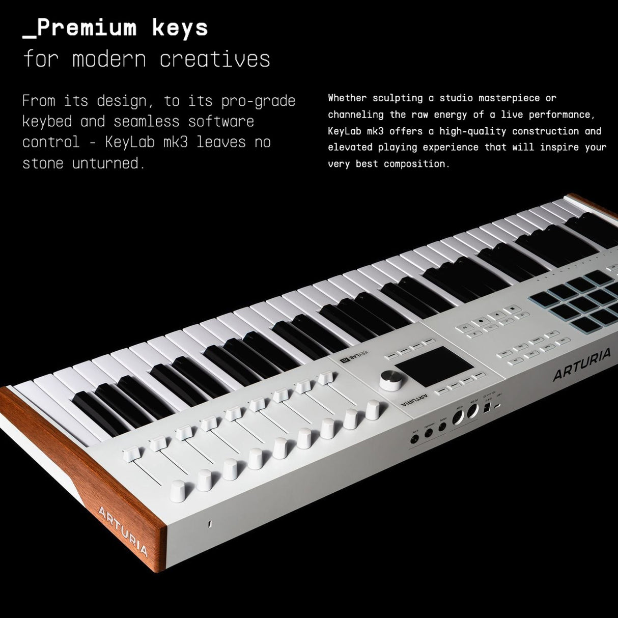 Arturia KeyLab Mk3 61 Keyboard White MIDI Controller with DAW Integration Bundle