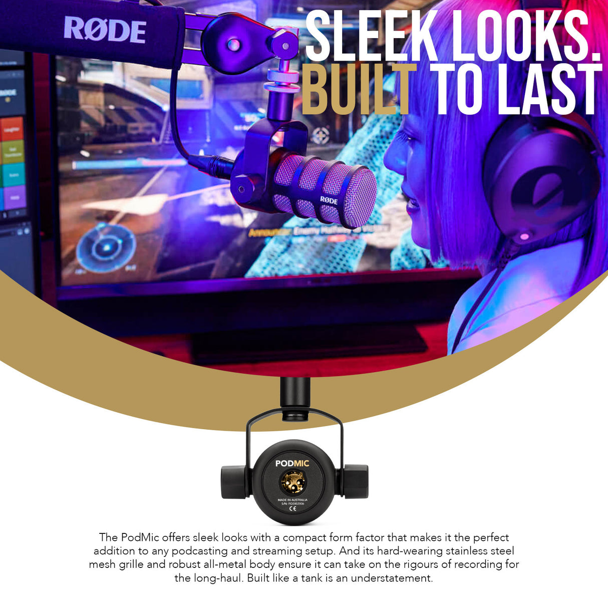 RODE PodMic Dynamic Podcasting Microphone with Euro Boom Mic Stand Bundle