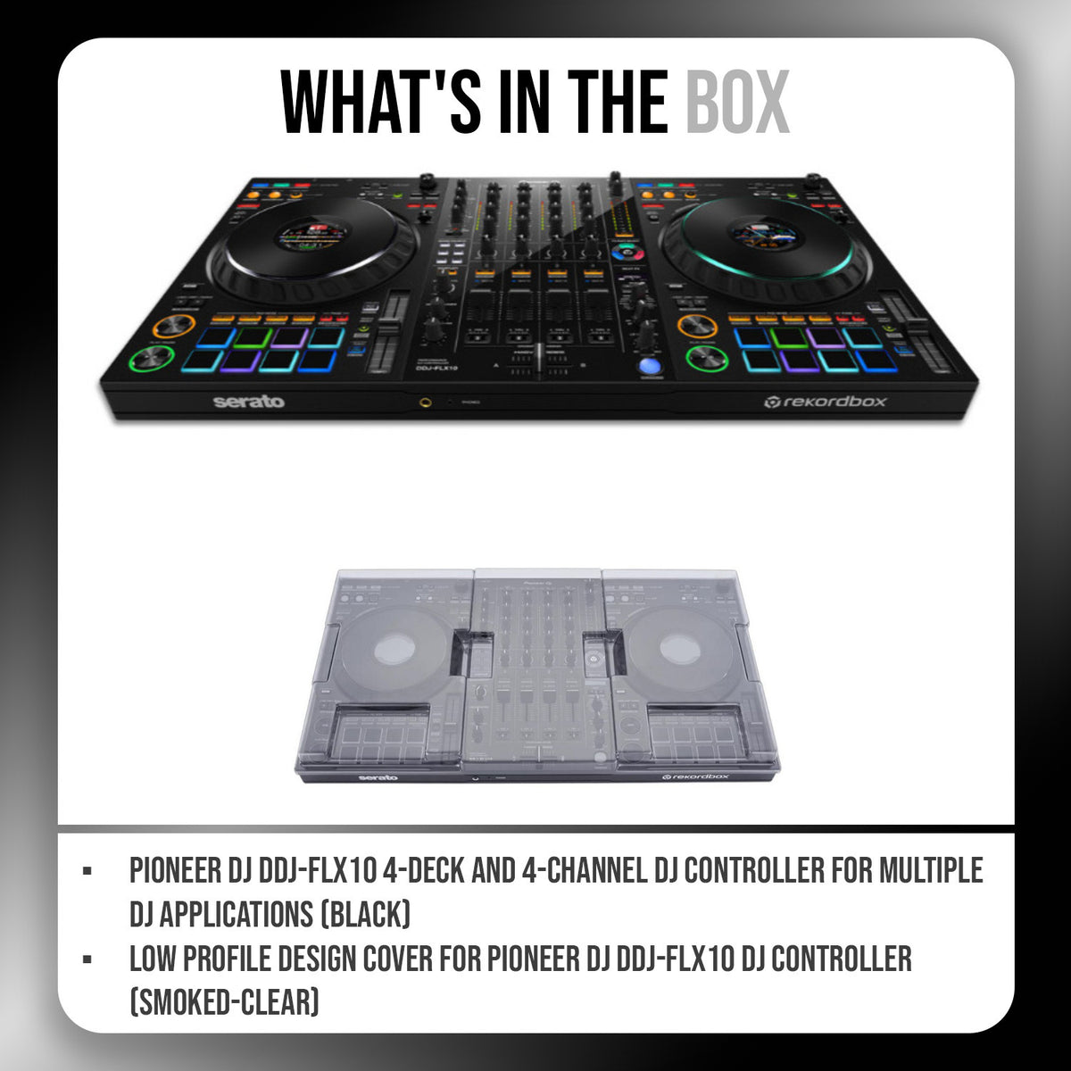 Pioneer DJ DDJ FLX10 4 Deck and 4 Channel Black DJ Controller and Cover Bundle