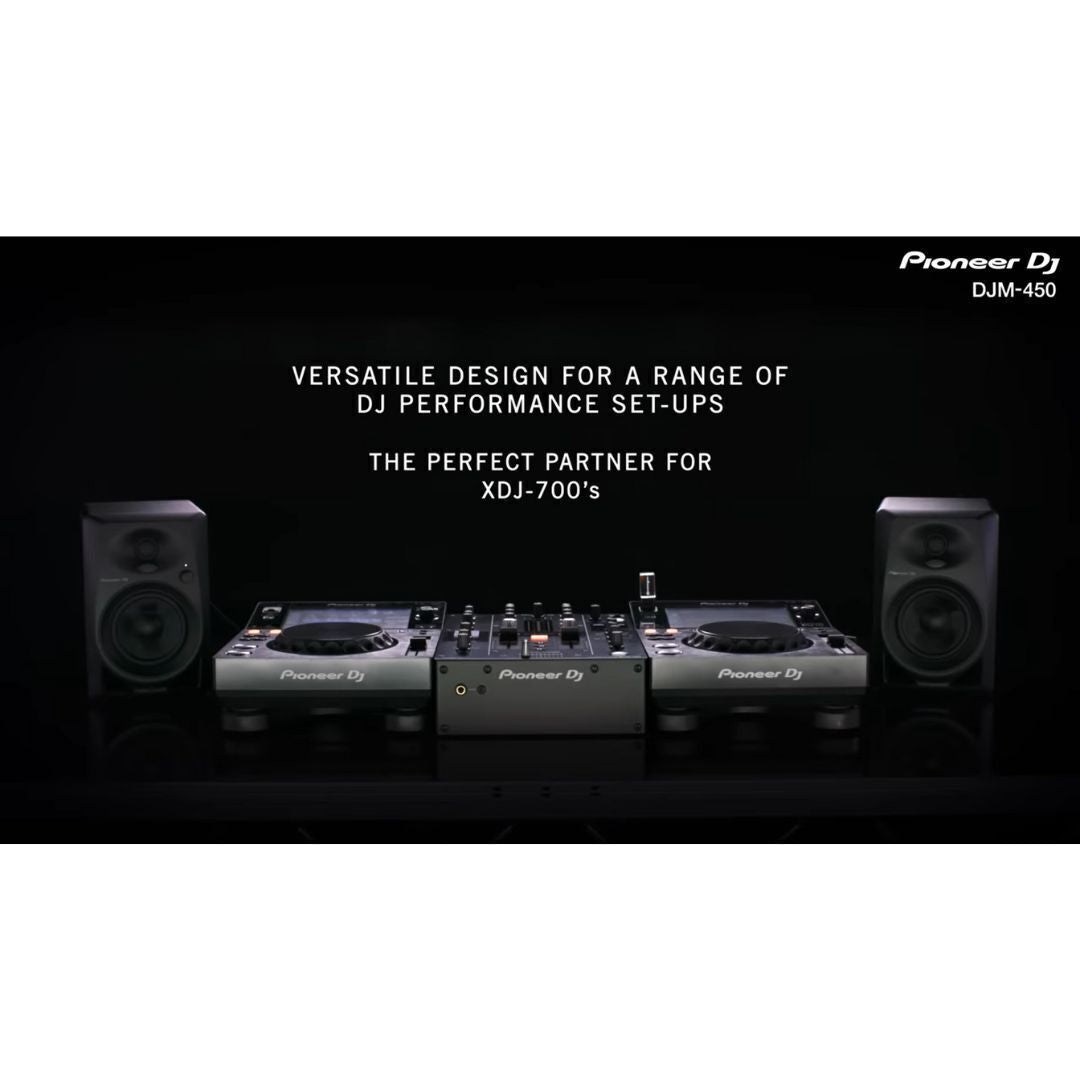 Pioneer DJ DJM 450 2 Channel DJ Mixer and Precise Fit Mixers Cover Bundle